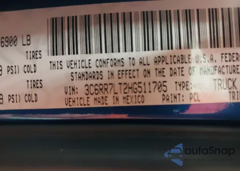 2017 Ram 1500 Big Horn из США, поврежденный, VIN 3C6RR7LT2HG511705